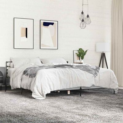 vidaXL Posteľný rám sivý dub sonoma 200x200 cm kompozitné drevo a kov