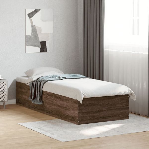 vidaXL Posteľný rám hnedý dub 90x190 cm kompozitné drevo