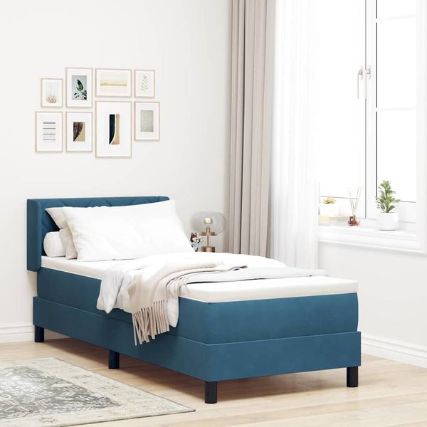 vidaXL Posteľ s pružinovým rámom Tmavomodrá 200 x 80 cm Zamat