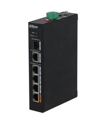 Dahua PoE switch PFS3106-4ET-60-V2 4x10/100Mbps + 1xGigabit TP/SFP , 802.3at, 60W, priemyselný, DIN
