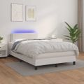 vidaXL Boxspring posteľ s matracom a LED biela 120x200 cm umelá koža