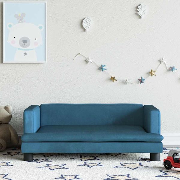 vidaXL Detská pohovka modrá 80x45x30 cm zamat