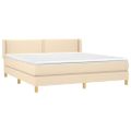 vidaXL Posteľný rám boxspring s matracom krémový 180x200 cm látka
