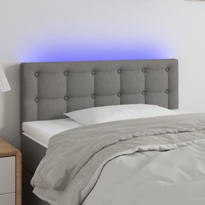 vidaXL Čelo postele s LED tmavosivé 100x5x78/88 cm látka