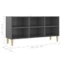 vidaXL TV stolík nohy z masívneho dreva lesklý sivý 103,5x30x50 cm