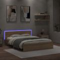 vidaXL Posteľný rám s čelom a LED dub sonoma 160x200 cm