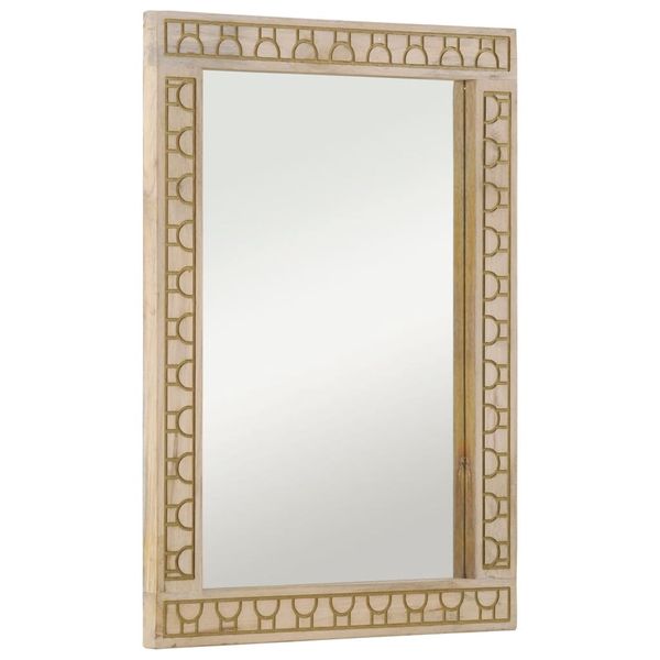 vidaXL Zrkadlo do kúpeľne 50x70x2,5 cm masívny mangovník a sklo