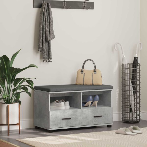 vidaXL Predsieňová lavica s vankúšom Betónovo Sivá 80 x 38 x 46 cm