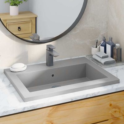 vidaXL Granitové umývadlo sivé 600x450x120 mm