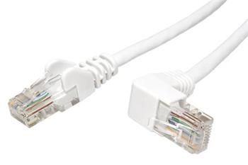 UTP patchkabel kategórie 5e, 1 lomený konektor (90°), biely, 2 m
