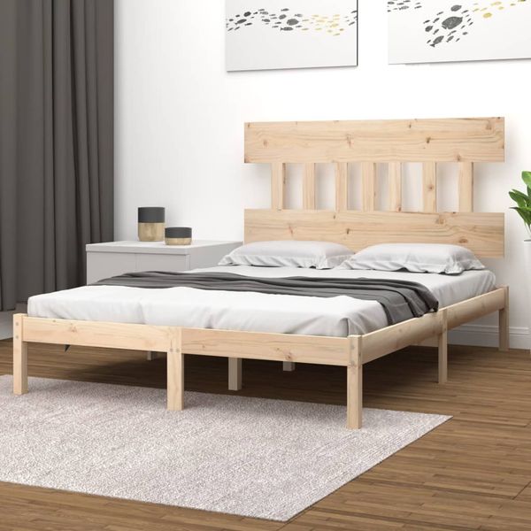 vidaXL Posteľný rám, drevený masív 135x190 cm, dvojlôžko