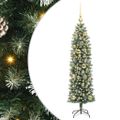 vidaXL Umelý chudý vianočný strom Zelená a biela 120 cm