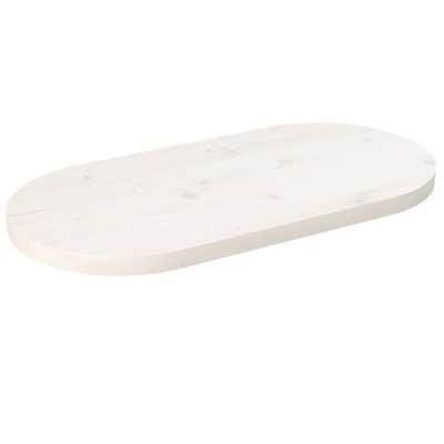 vidaXL Stolová doska, biela 70x35x2,5 cm, borovicový masív, oválna