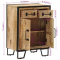 vidaXL Komoda s 2 zásuvkami 53x31x72 cm masívny mangovník a železo