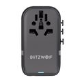 Blitzwolf BW-TA2 cestovný adaptér 5 v 1 2xUSB PD + 2xC QC + C GaN 100W
