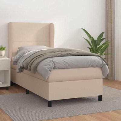 vidaXL Boxspring posteľ s matracom kapučínová 100x200 cm umelá koža