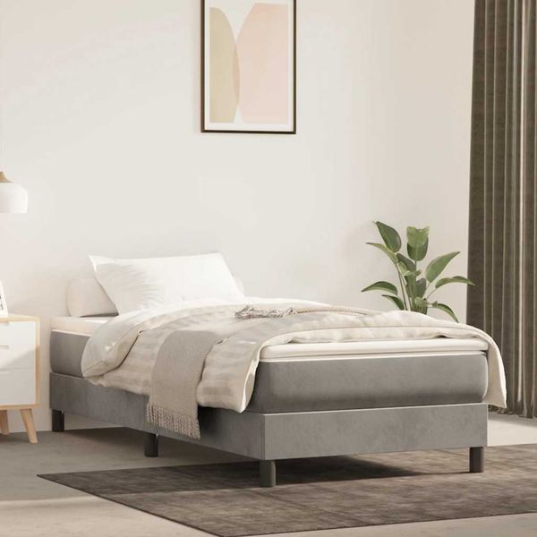 vidaXL Matrac s taštičkovými pružinami stredná tvrdosť bledosivý 80x210x20 cm zamat