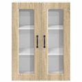 vidaXL Nástenný sklenený kabinet PORTO Sonoma dub 60 x 31 x 80 cm