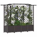 vidaXL Vyvýšený záhon s mriežkou a strechou Hnedá 204 x 40 x 138 cm PP