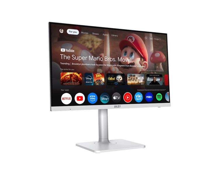 MSI Modern/MD272UPSW/27"/IPS/4K UHD/60Hz/4ms/White/3R Monitor, 27", 3840 × 2160 px, IPS, 60 Hz, Google TV, Dolby Audio, USB-C 65W PD, Wi-Fi 5, Bluetooth 5.0, náklon/otácení/pivot, bíl
