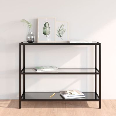 vidaXL Policový regál, priehľadný a čierny 100x36x90 cm, tvrdené sklo