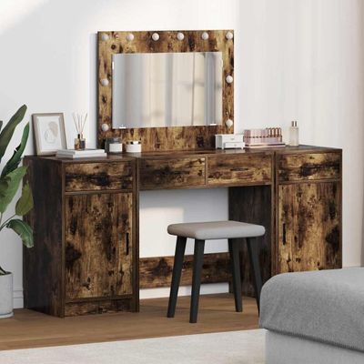 vidaXL Toaletný stolík so zásuvkou 3 pcs Hnedá Kompozitné drevo