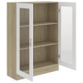 vidaXL Vitrína, biela a dub sonoma 82,5x30,5x115 cm, kompozitné drevo