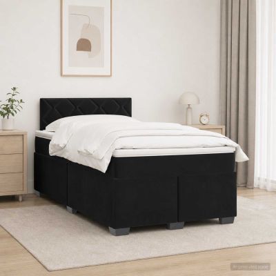 vidaXL Posteľ boxspring s matracom Čierna 120 x 190 cm Zamat