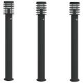 vidaXL Vonkajšie stojace lampy senzor 3 ks čierne 110 cm nehrdz. oceľ
