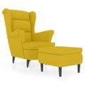 vidaXL Kreslo wingback s podnožkou horčicovo-žlté zamatové