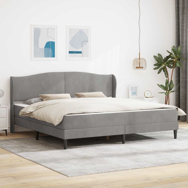 vidaXL Rám postele s čelnou doskou Svetlosivá 180 x 200 cm Zamat