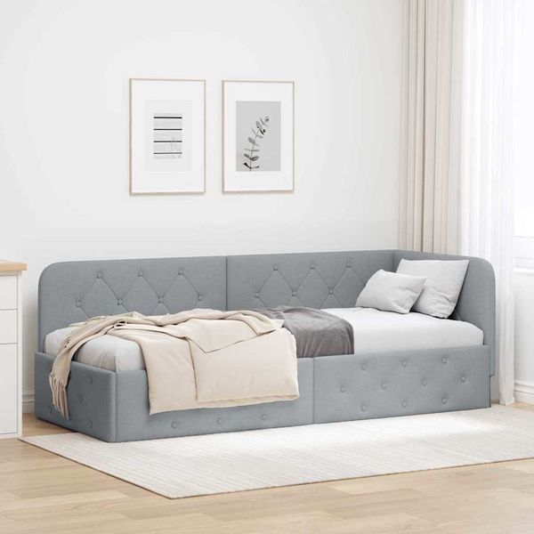 vidaXL Rohový rám postele Svetlosivá 80 x 200 cm látka