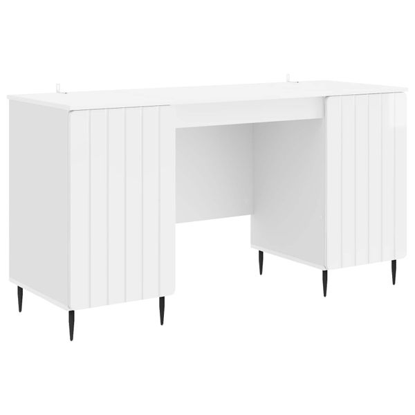 vidaXL Stôl Biela s vysokým leskom 142,5 x 50 x 75 cm Kompozitné drevo