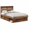 vidaXL Rám postele Staré drevo 135 x 190 cm Masívne borovicové drevo