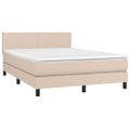 vidaXL Boxspring posteľ matrac a LED kapučínová 140x200 cm umelá koža