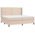 vidaXL Boxspring posteľ matrac a LED kapučínová 200x200 cm umelá koža