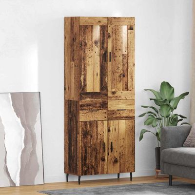 vidaXL Highboard so zásuvkou 2 pcs Staré drevo Kompozitné drevo