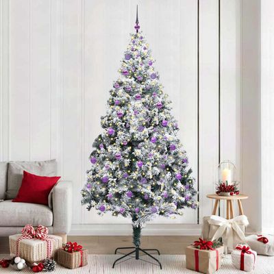 vidaXL Umelý vianočný stromček Biela 240 cm PVC a Oceľ a Plast