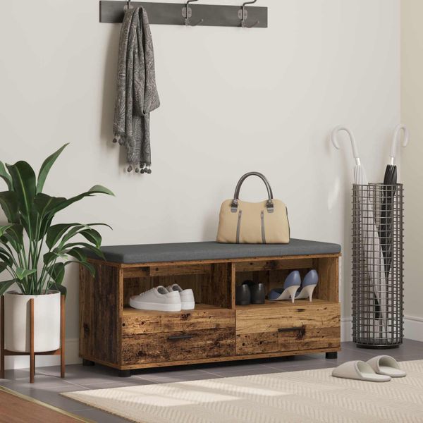 vidaXL Predsieňová lavica s vankúšom Staré drevo 100 x 38 x 46 cm