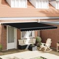 vidaXL Rám markízy Čierna 400 × 300 cm Polyester s PU povrchom