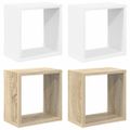 vidaXL Nástenné police 4 ks biele a dub sonoma 26x15x26 cm