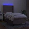 vidaXL Posteľ boxsping s matracom a LED sivohnedá 80x200 cm látka