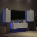 vidaXL 3-dielne TV nástenné skrinky s LED svetlami biele