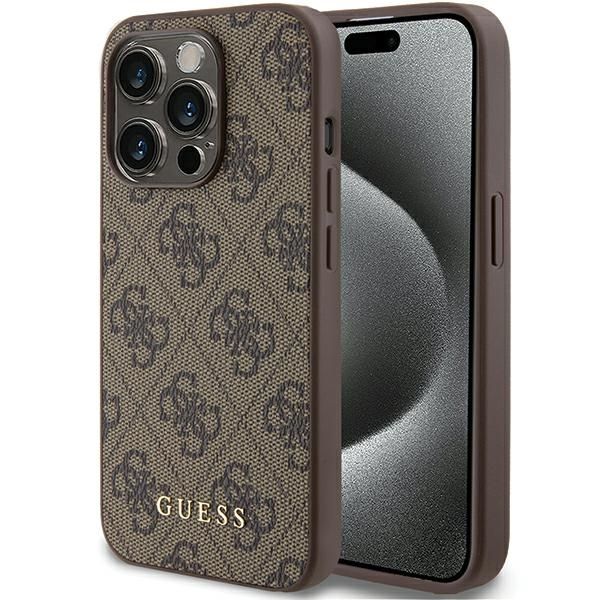 Puzdro Guess pre iPhone 15 Pro 6,1" GUHCP15LG4GFBR hnedé HC PU 4G Metal Logo