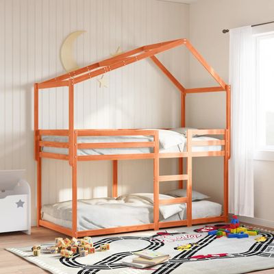 vidaXL Strecha na detskú posteľ voskovohnedá 213x85,5x144,5cm borovica