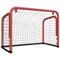 vidaXL Hokejová bránka a sieť červeno-čierna 68x32x47cm oceľ+polyester