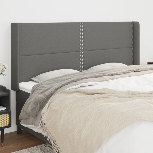 vidaXL Čelo postele so záhybmi tmavosivé 183x16x118/128 cm látka