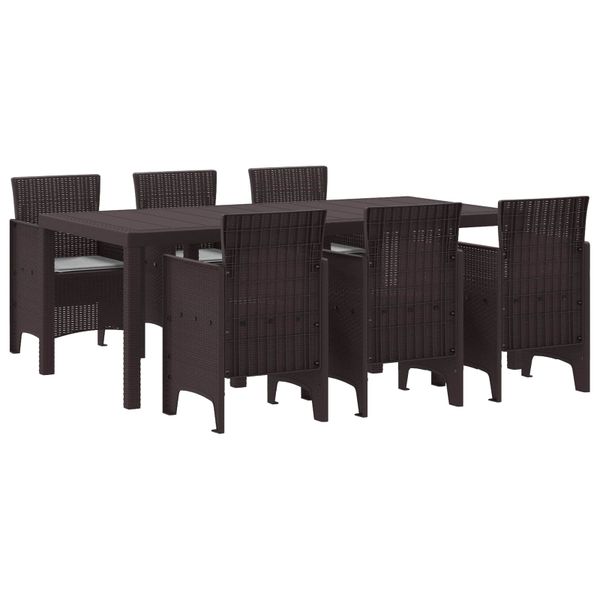 vidaXL Záhradný jedálenský set 7 pcs Hnedá Polypropylén