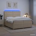 vidaXL LED boxspring posteľ s matracom Krémová 200 x 200 cm Látka