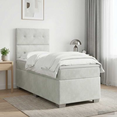 vidaXL Posteľ boxspring s matracom Svetlosivá Jednoduchý Zamat